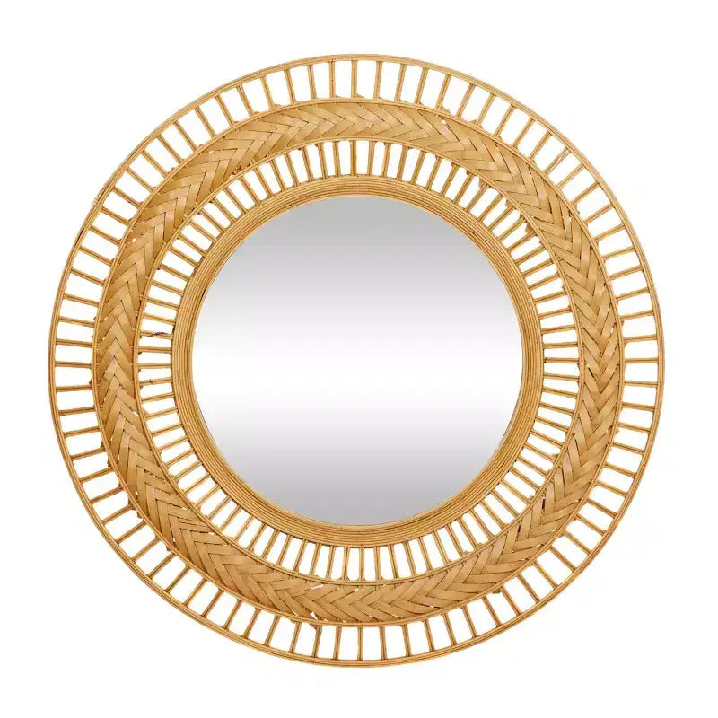Metal Handmade Intricately Weaved Wall Mirror Brown - Olivia & May