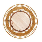 Specchio da parete rotondo in rattan e metallo, 35,63", con cornice a raggiera, marrone