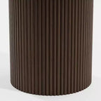 Tavolo da pranzo rotondo da 46" in legno massello di rovere con gambe a piedistallo in rattan intrecciato, 4 posti, nero