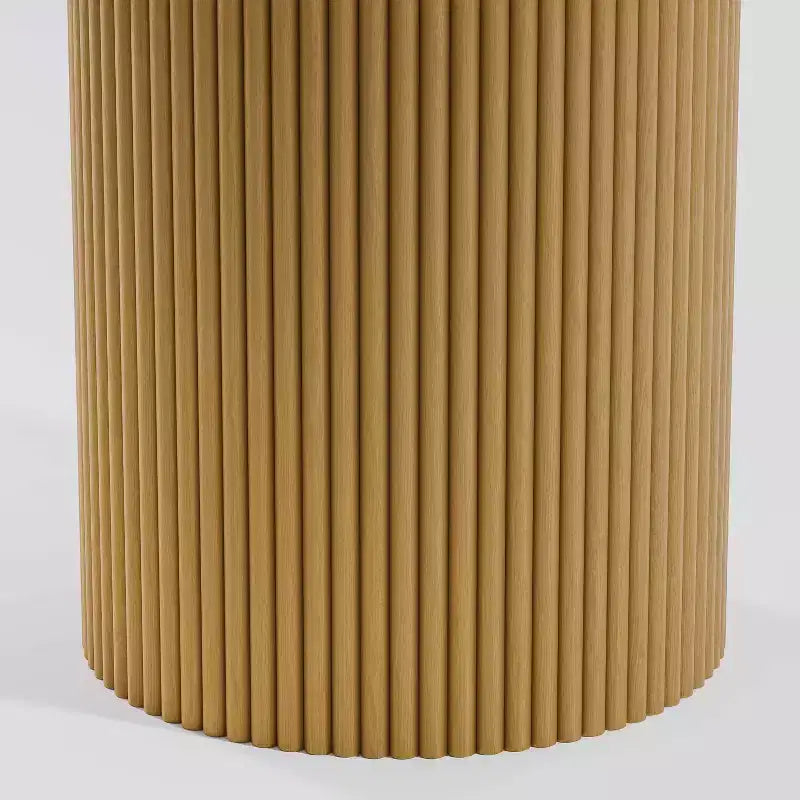 Tavolo da pranzo rotondo da 46" in legno massello di rovere con gambe a piedistallo in rattan intrecciato, 4 posti, nero