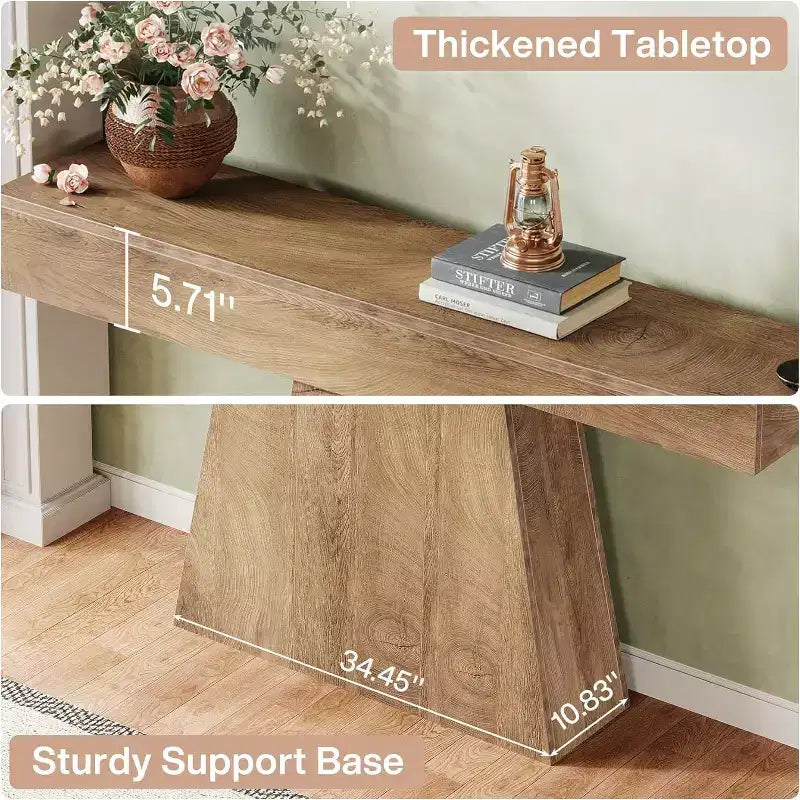 Consolle rustica da 160 cm con base trapezoidale per ingresso, corridoio e soggiorno