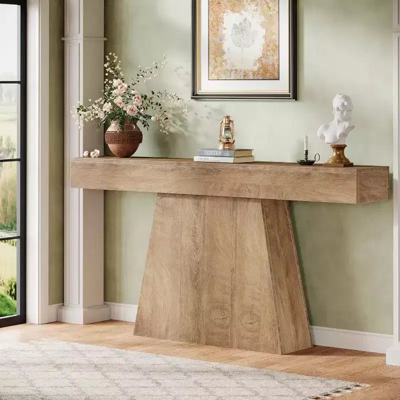Consolle rustica da 160 cm con base trapezoidale per ingresso, corridoio e soggiorno