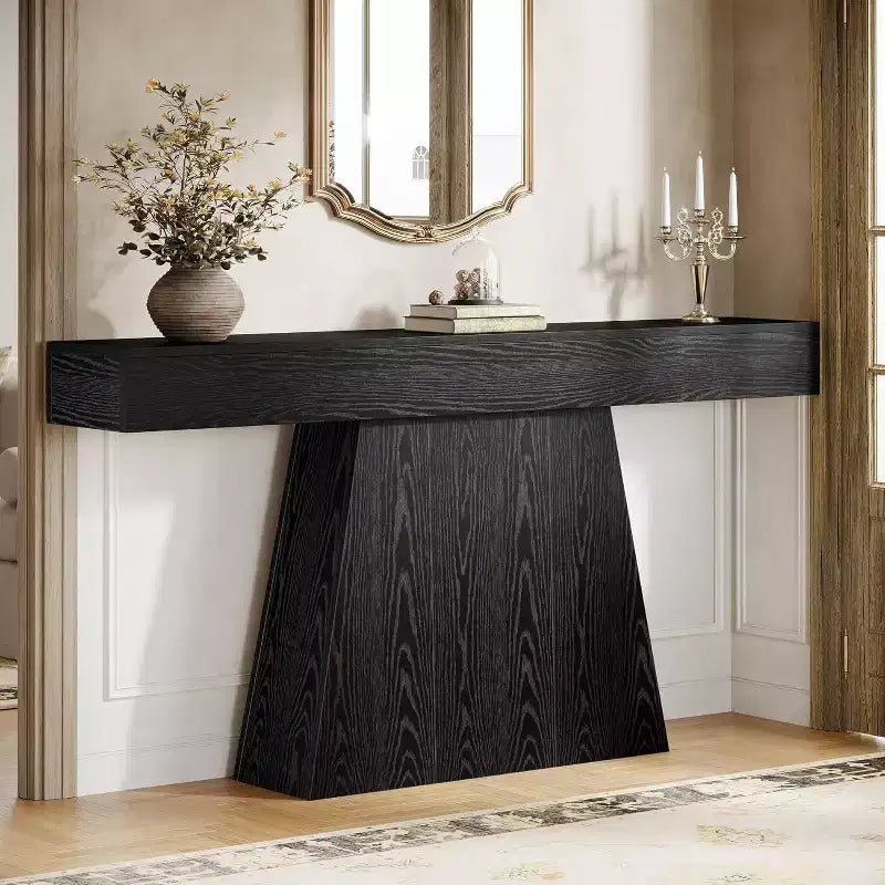 Consolle rustica da 160 cm con base trapezoidale per ingresso, corridoio e soggiorno