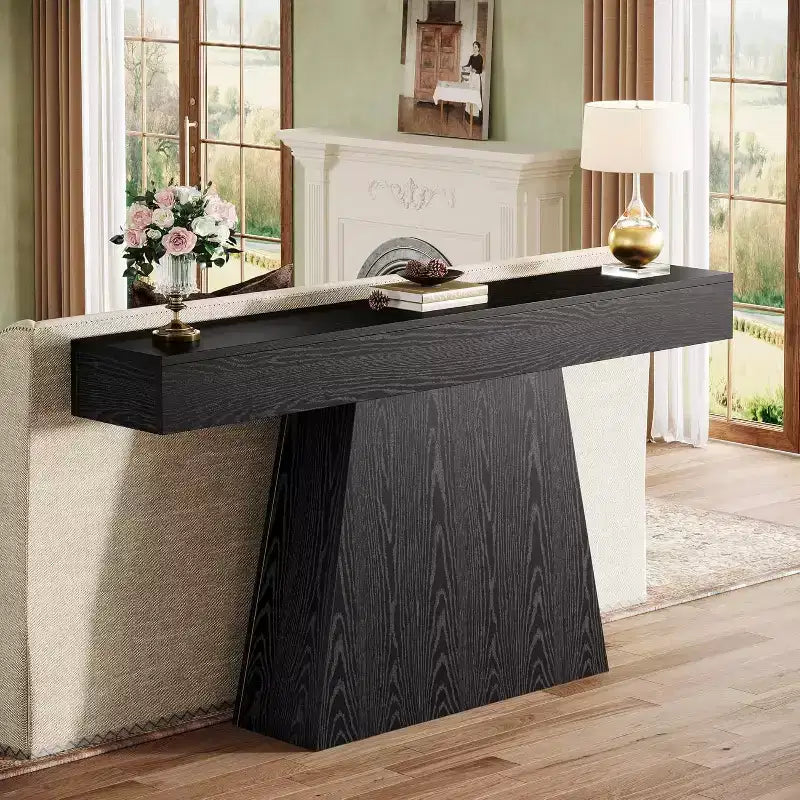 Consolle rustica da 160 cm con base trapezoidale per ingresso, corridoio e soggiorno