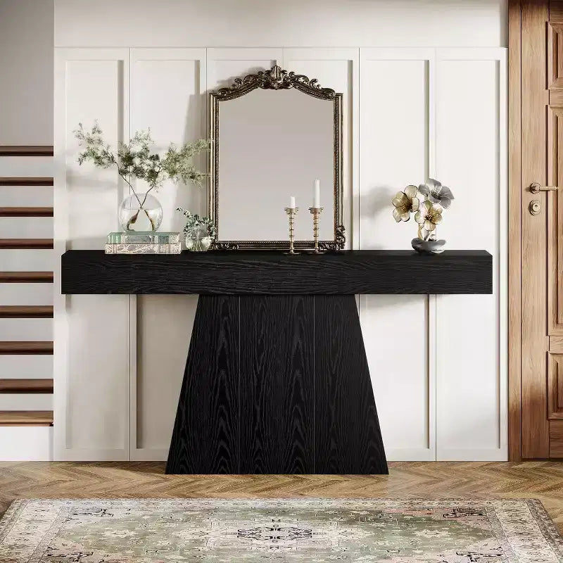 Consolle rustica da 160 cm con base trapezoidale per ingresso, corridoio e soggiorno