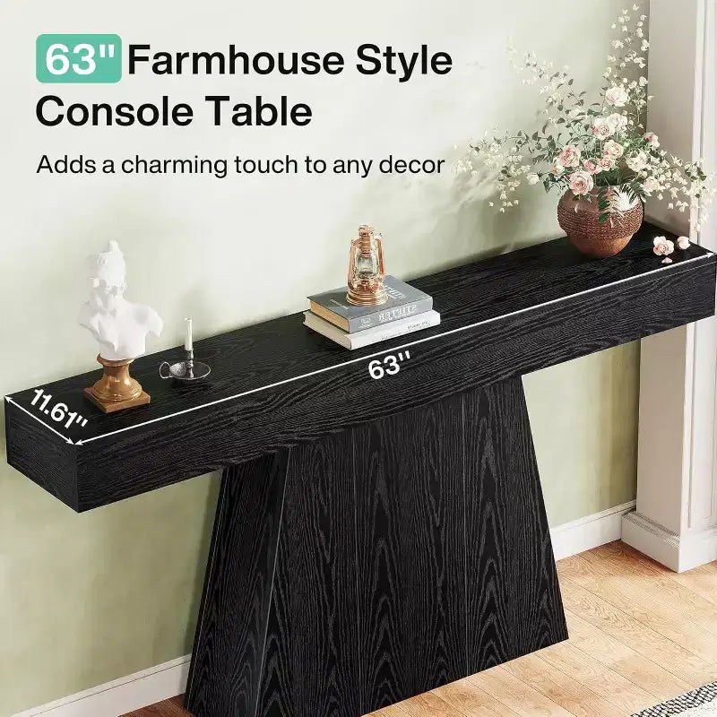 Consolle rustica da 160 cm con base trapezoidale per ingresso, corridoio e soggiorno