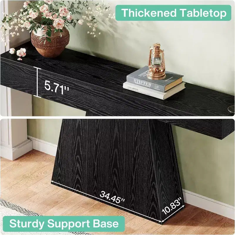 Consolle rustica da 160 cm con base trapezoidale per ingresso, corridoio e soggiorno