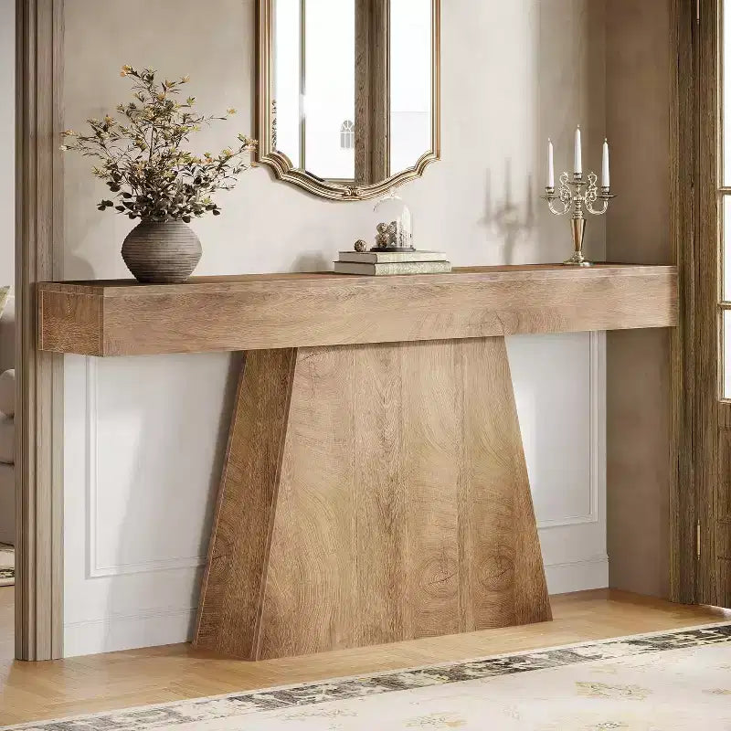 Consolle rustica da 160 cm con base trapezoidale per ingresso, corridoio e soggiorno