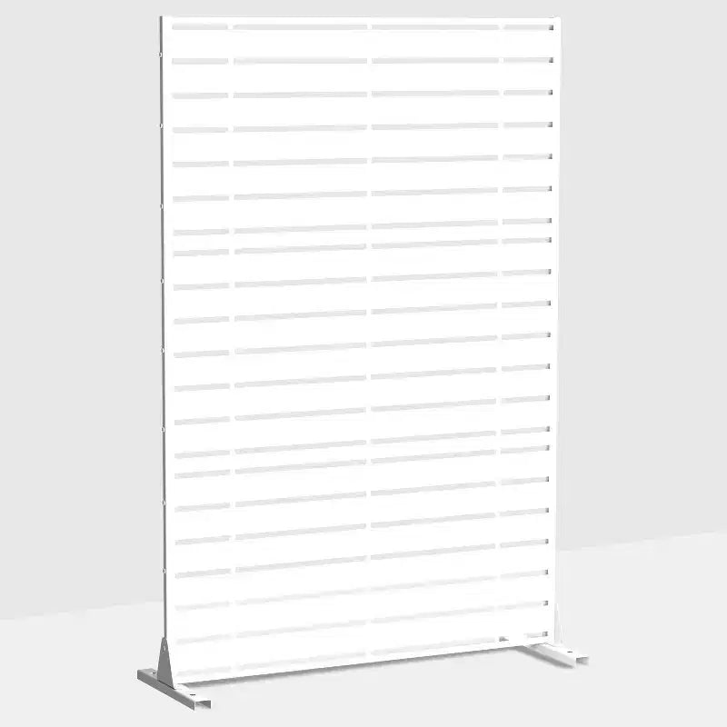 Schermo a quattro ante in acciaio galvanizzato bianco con persiane 183x120x40cm, Pannello per recinzione privacy