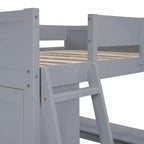 Letto a soppalco full size con scrivania e ripiano, legno massello di pino, sponda di sicurezza, 181 kg, 198 x 146 cm