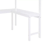 Letto a soppalco full size con scrivania e ripiano, legno massello di pino, sponda di sicurezza, 181 kg, 198 x 146 cm
