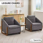 Poltrona Bernie in ciniglia con struttura in legno e borchie