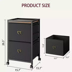 Armadietto Archivio, Cassettiera Mobile Porta Documenti Formato Letter o A4, Cassettiera Archivio in Tessuto con Ruote, Mobiletto Contenitore Piccolo Sotto Scrivania, Nero