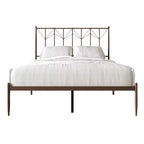 Letto a Piattaforma in Metallo con Pomoli Decorativi a Sfera, Telaio Verniciato a Polvere, Nessuna Rete a Molle Necessaria