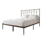 Letto a Piattaforma in Metallo con Pomoli Decorativi a Sfera, Telaio Verniciato a Polvere, Nessuna Rete a Molle Necessaria