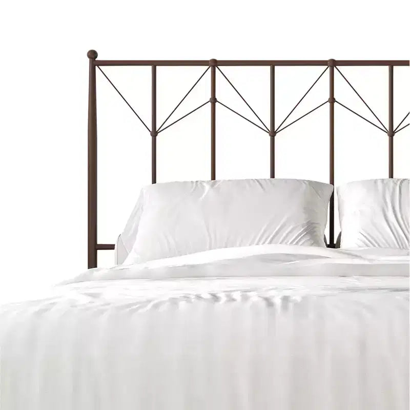 Letto a Piattaforma in Metallo con Pomoli Decorativi a Sfera, Telaio Verniciato a Polvere, Nessuna Rete a Molle Necessaria