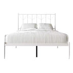 Letto a Piattaforma in Metallo con Pomoli Decorativi a Sfera, Telaio Verniciato a Polvere, Nessuna Rete a Molle Necessaria