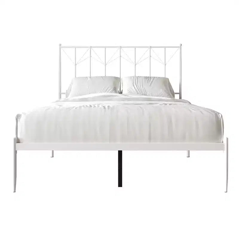 Letto a Piattaforma in Metallo con Pomoli Decorativi a Sfera, Telaio Verniciato a Polvere, Nessuna Rete a Molle Necessaria