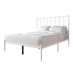 Letto a Piattaforma in Metallo con Pomoli Decorativi a Sfera, Telaio Verniciato a Polvere, Nessuna Rete a Molle Necessaria