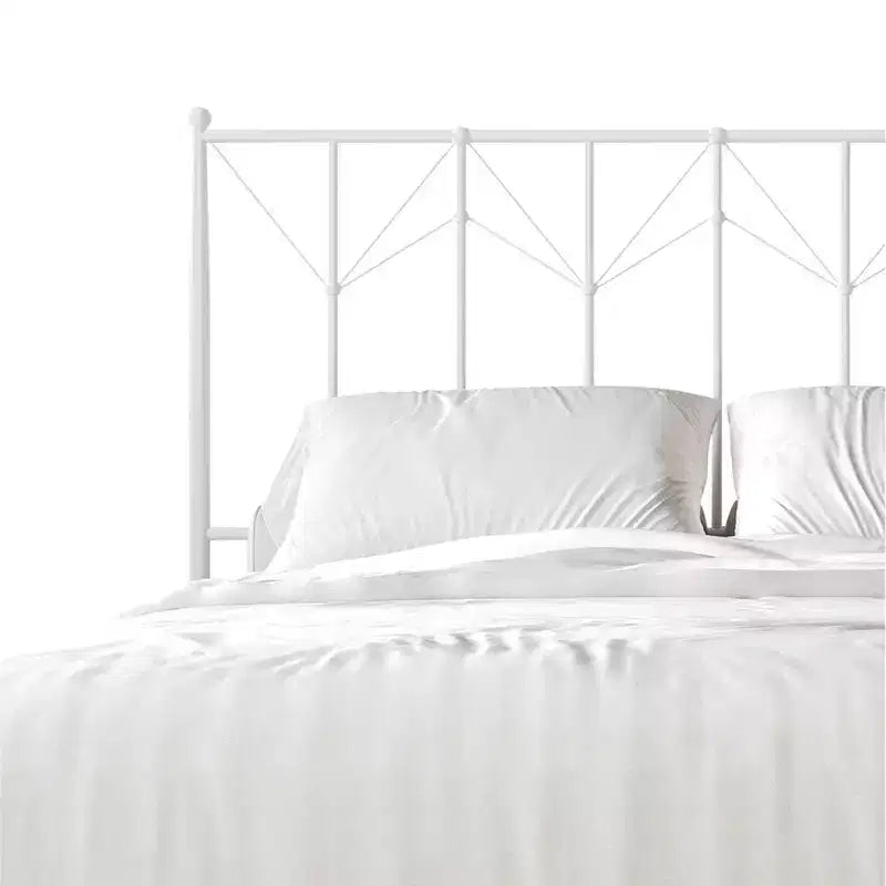 Letto a Piattaforma in Metallo con Pomoli Decorativi a Sfera, Telaio Verniciato a Polvere, Nessuna Rete a Molle Necessaria