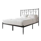 Letto a Piattaforma in Metallo con Pomoli Decorativi a Sfera, Telaio Verniciato a Polvere, Nessuna Rete a Molle Necessaria