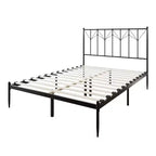 Letto a Piattaforma in Metallo con Pomoli Decorativi a Sfera, Telaio Verniciato a Polvere, Nessuna Rete a Molle Necessaria