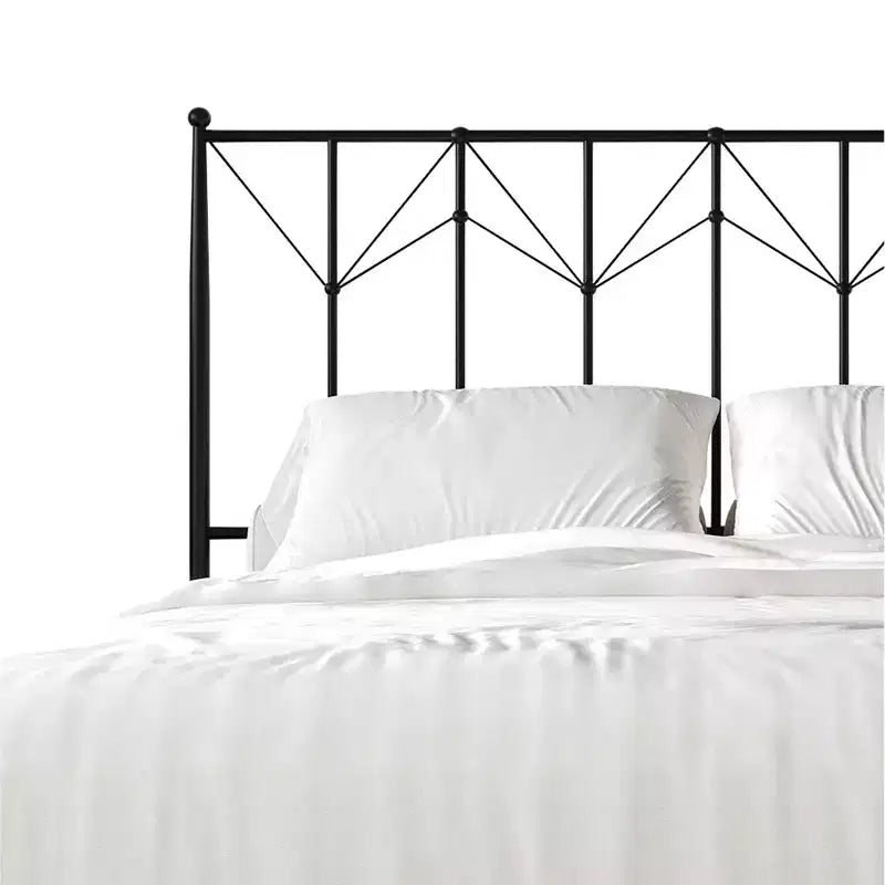 Letto a Piattaforma in Metallo con Pomoli Decorativi a Sfera, Telaio Verniciato a Polvere, Nessuna Rete a Molle Necessaria