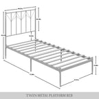 Letto a Piattaforma in Metallo con Pomoli Decorativi a Sfera, Telaio Verniciato a Polvere, Nessuna Rete a Molle Necessaria