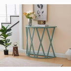 Consolle Vienna Half Moon, design a X, verde avocado, per ingresso e soggiorno
