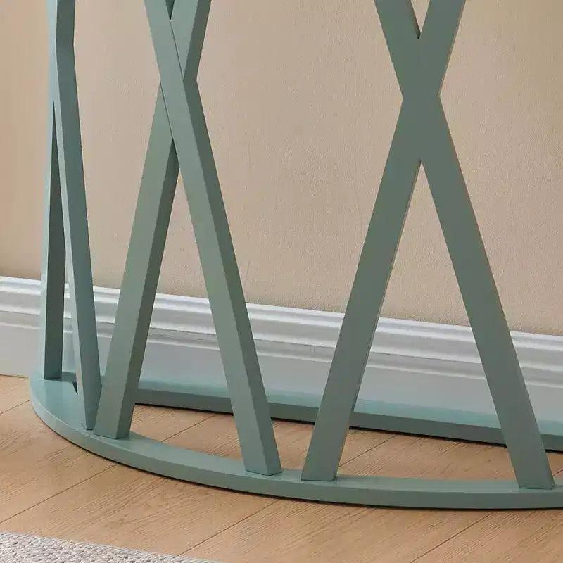Consolle Vienna Half Moon, design a X, verde avocado, per ingresso e soggiorno