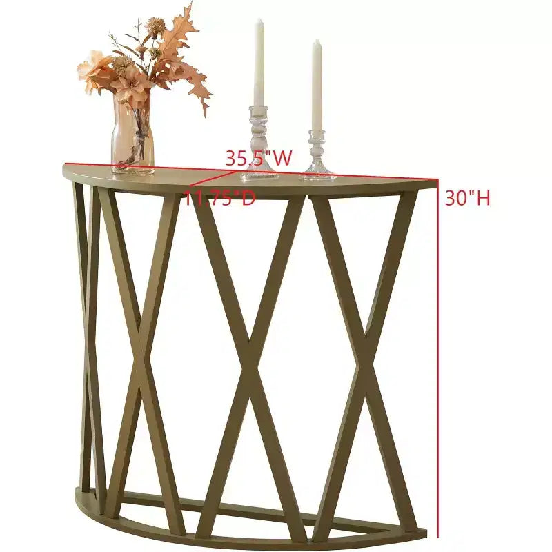 Consolle Vienna Half Moon, design a X, verde avocado, per ingresso e soggiorno