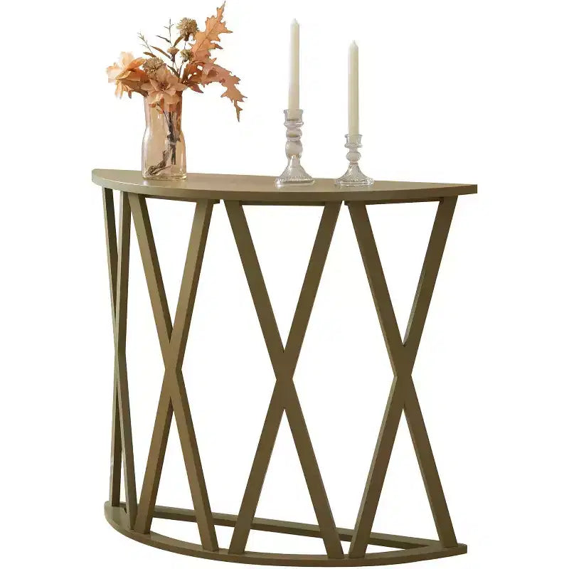Consolle Vienna Half Moon, design a X, verde avocado, per ingresso e soggiorno