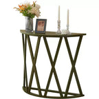 Consolle Vienna Half Moon, design a X, verde avocado, per ingresso e soggiorno