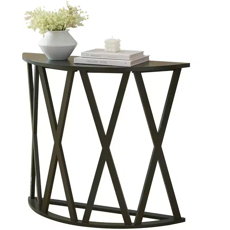 Consolle Vienna Half Moon, design a X, verde avocado, per ingresso e soggiorno