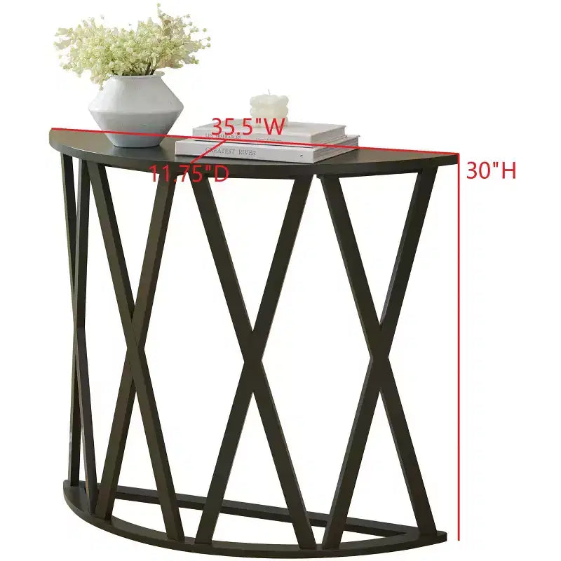 Consolle Vienna Half Moon, design a X, verde avocado, per ingresso e soggiorno