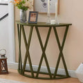 Kings Brand Furniture Vienna Half Moon Wood Console Table for Entryway, Accent Sofa Table X-Motifs Design for Living Room, Hallway, Foyer, Entrance