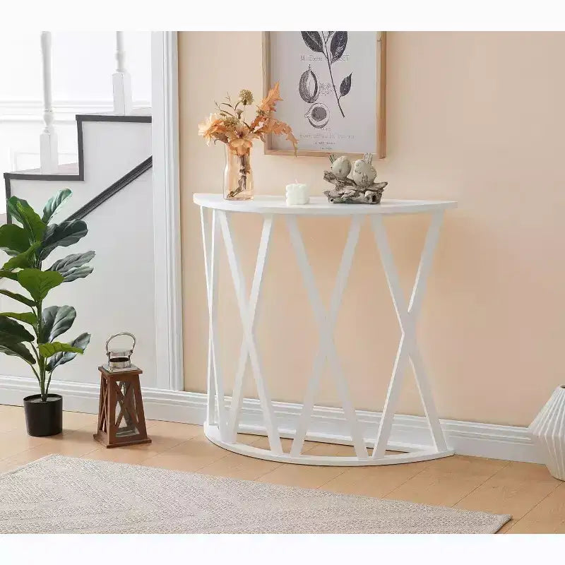 Consolle Vienna Half Moon, design a X, verde avocado, per ingresso e soggiorno