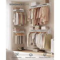 Adjustable Closet Organizer System - 4-8 ft Metal Shelving Unit with 6 Rods & 6 Shelves, 414 lb Capacity, Cloud White