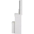 Toeletta con cassetto a sinistra, sgabello imbottito, specchio scorrevole extra-large e vano portaoggetti multilivello
