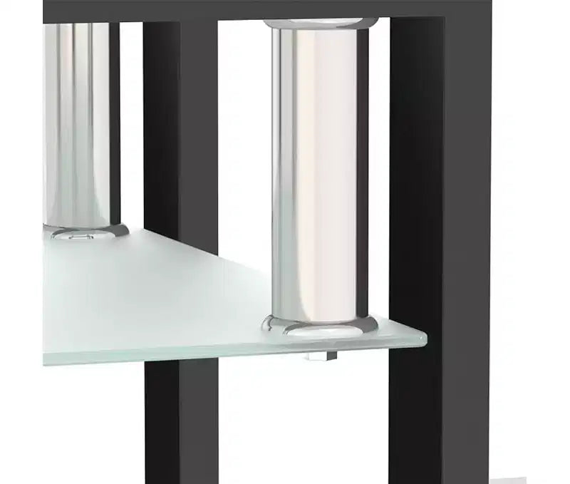 Tavolino moderno, Tavolino da caffè centrale in vetro temperato, Tavolino a 2 livelli con ripiano portaoggetti, Tavolo quadrato per soggiorno, ufficio e piccoli spazi
