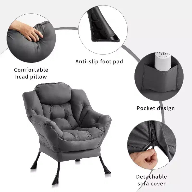 Poltrona Lounge Moderna con Profilo Sottile, Poltroncina per Spazi Piccoli, Design Minimalista