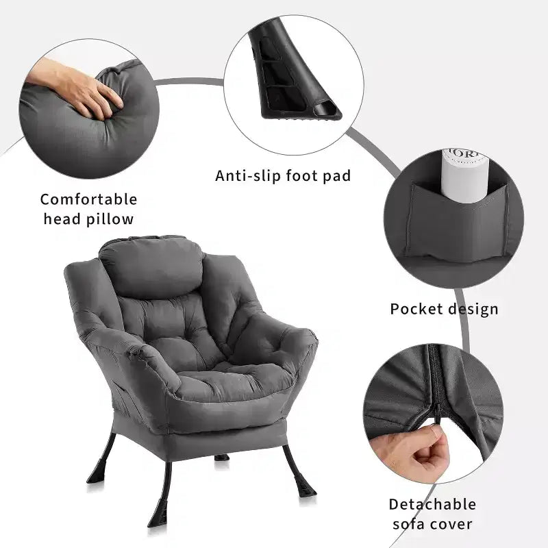 Poltrona Lounge Moderna con Profilo Sottile, Poltroncina per Spazi Piccoli, Design Minimalista