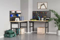 Acekool 48 Adjustable Workbench with Pegboard - 2000lb Capacity, 28-40 Height Garage Table for Workshop & Home DIY