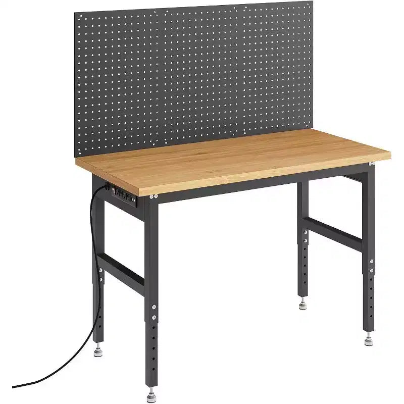 Banco da Lavoro Regolabile da 48" con Pannello Forato, Capacità 2000 libbre, Altezza 28-40", Garage e Officina