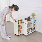 Carrello da cucina a 3 livelli con ruote bloccabili e ripiani aperti, legno, bianco