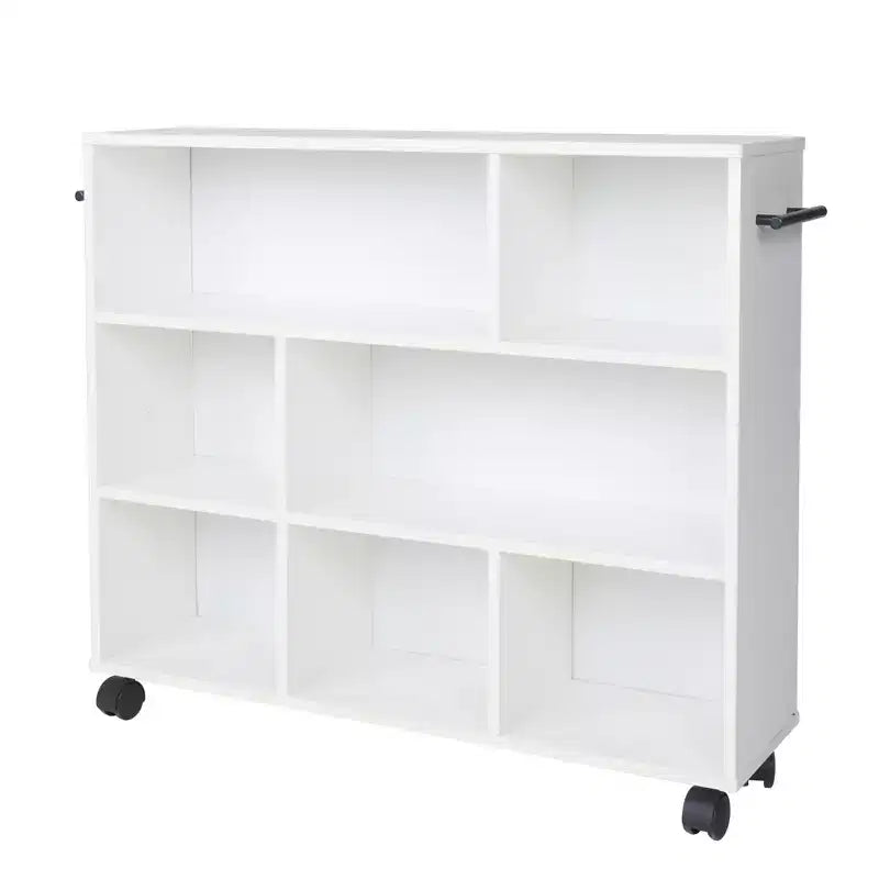 Carrello da cucina a 3 livelli con ruote bloccabili e ripiani aperti, legno, bianco