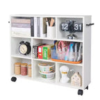 Carrello da cucina a 3 livelli con ruote bloccabili e ripiani aperti, legno, bianco