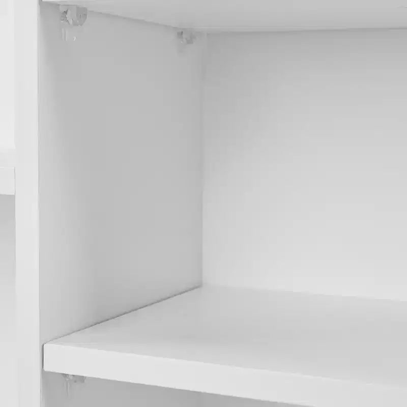 Carrello da cucina a 3 livelli con ruote bloccabili e ripiani aperti, legno, bianco