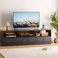 Mobile TV per TV fino a 80", Consolle multimediale con 3 cassetti e 3 ripiani aperti, capacità 136 kg, Nero