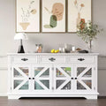 Credenza a buffet rustica da 63" con 3 cassetti, 4 ante a griglia e stazione di ricarica